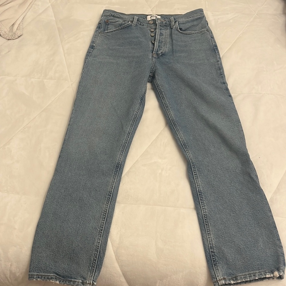 Light wash ankle skinny jeans